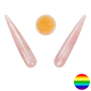 Edelstein-Balance® Meridian Massagegriffel - Rosenquarz - Set