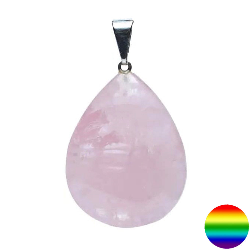 Edelstein-Anhänger Tropfen Rosenquarz 30mm