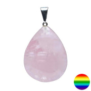 Edelstein-Anhänger Tropfen Rosenquarz 30mm
