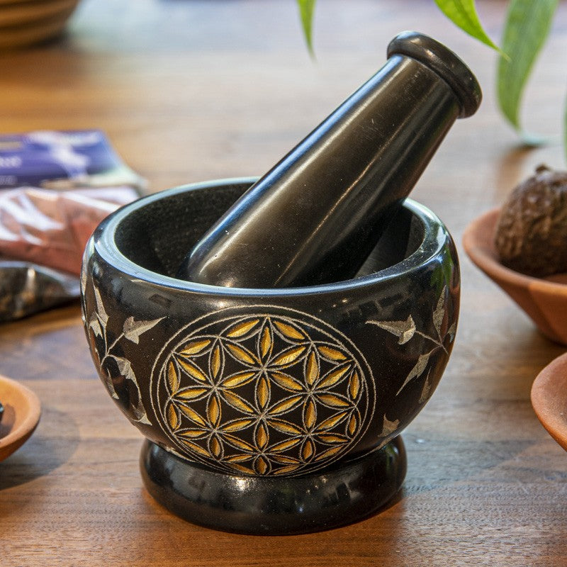 Mörser Blume des Lebens Speckstein