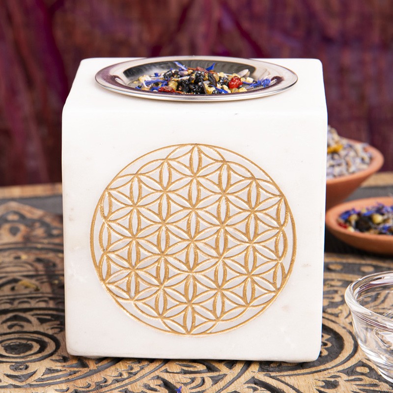 Duftlampe & Siebgefäss Blume des Lebens mit Sieb und Schale