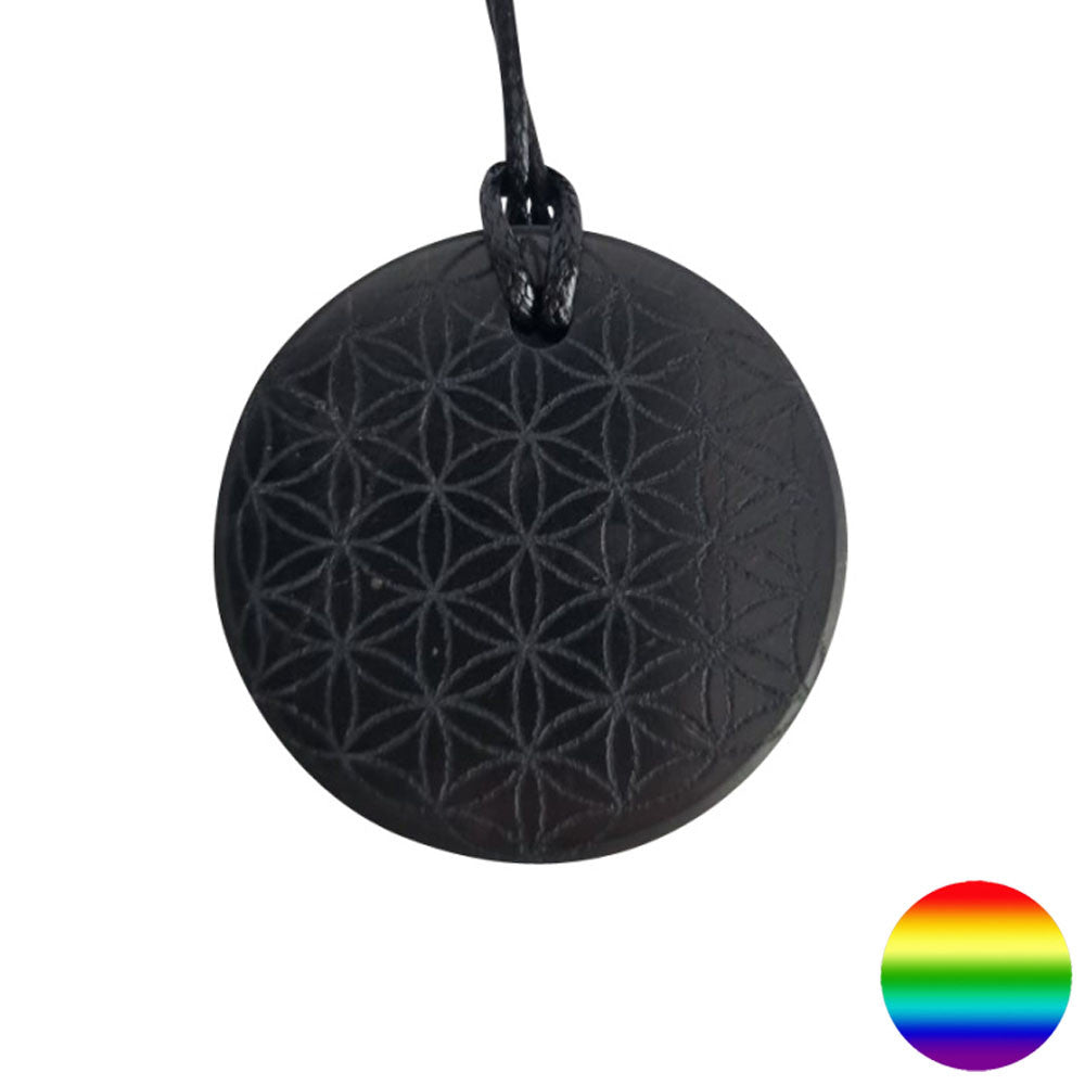 Schungit Anhänger - Blume des Lebens