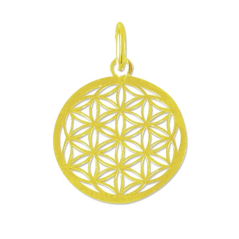 Blume des Lebens Anhänger 15mm Silber vergoldet