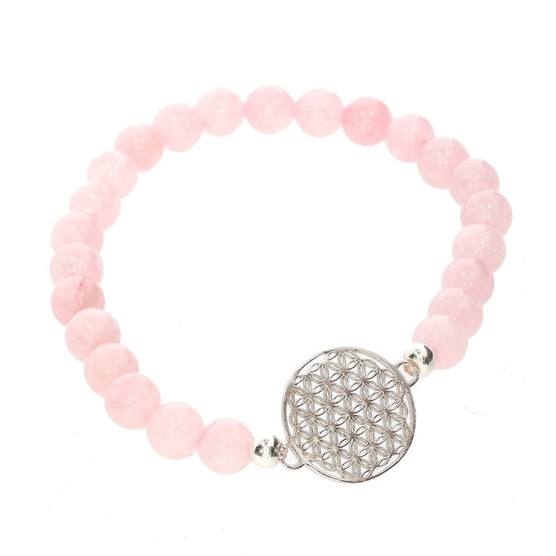Armband Rosenquarz Blume des Lebens