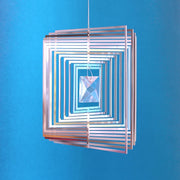 Windspiel Edelstahl - Spirale Quadrat | facettierte Glasraute