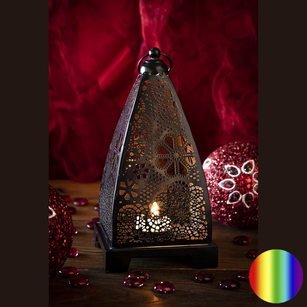 Windlicht Medina | Metall und Echtglas mit Teelichteinsatz