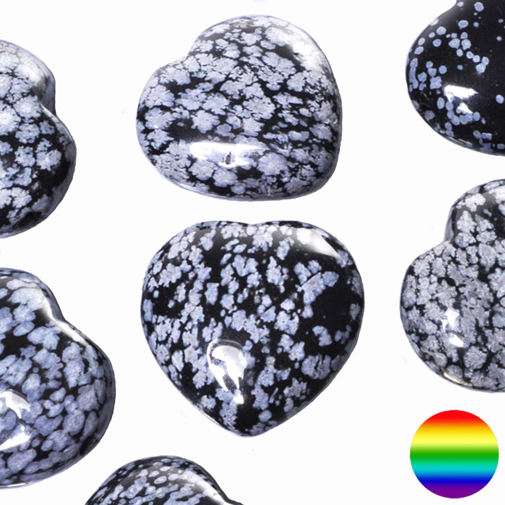 Edelstein Herz - Schneeflocken Obsidian 40mm