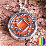 Wurzel-Chakra Kette mit rotem Jaspis | Zinklegierung versilbert