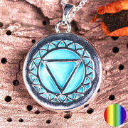 Kehl-Chakra Kette mit Türkis | Zinklegierung versilbert