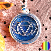 Stirn-Chakra Kette mit LapisLazuli | Zinklegierung versilbert