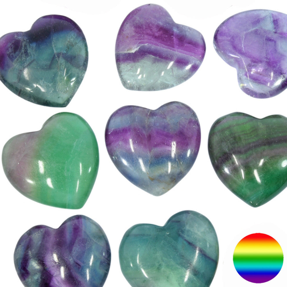 Edelstein Herz - Fluorit grün-violett 30mm