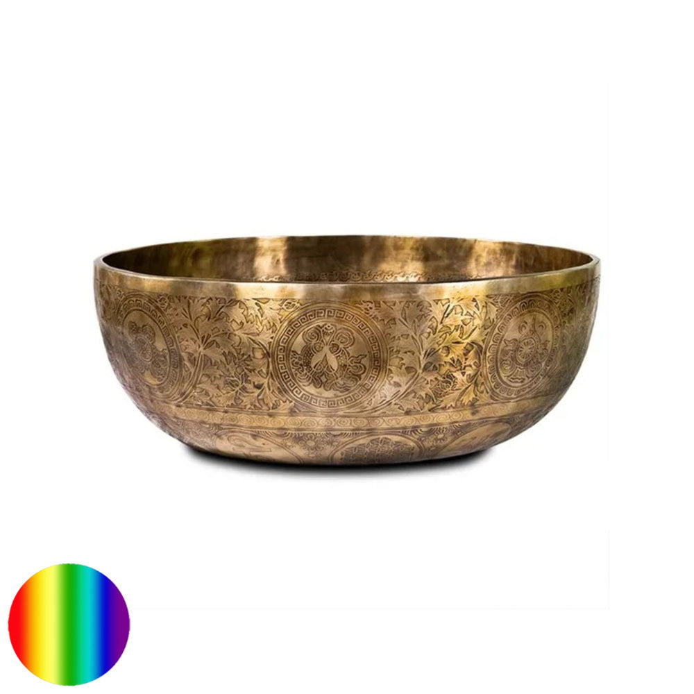 Klangschale Klangbad reich verziert | reich verziert mit Gravuren