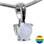 Herz Anhänger - Regenbogen-Mondstein Silber