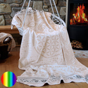 Spirit of OM Kuscheldecke natur-beige | mit der Blume des Lebens