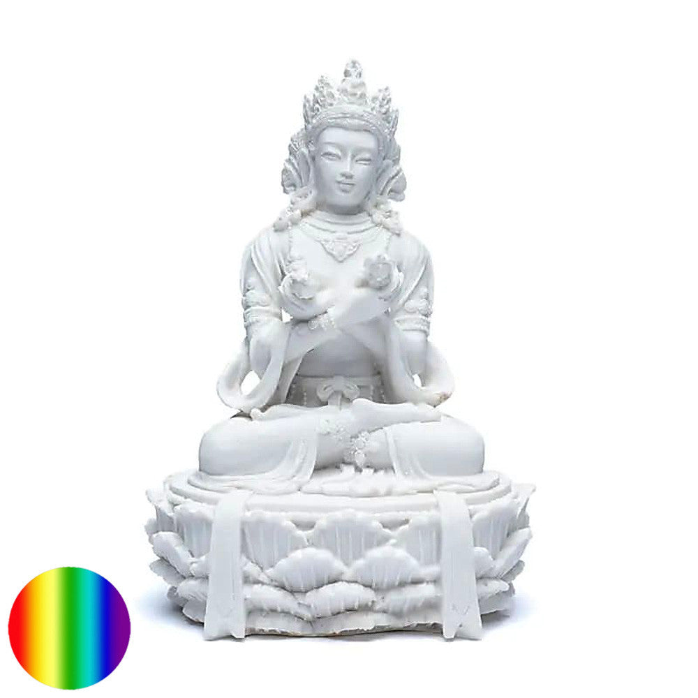 Buddha mit Dorje und Glocke weiss | in meditativer Haltung