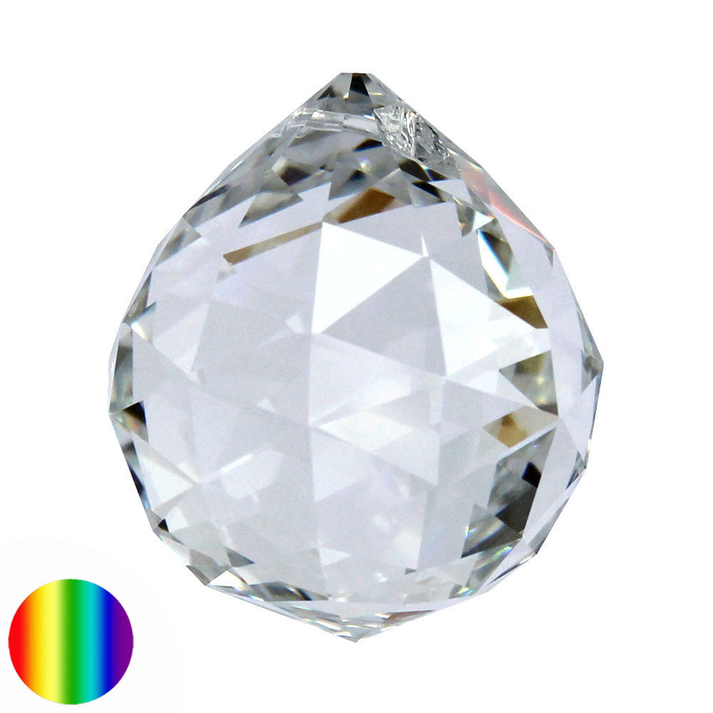 Regenbogen-Kristall - Kugel-Dreieck Meridian 40mm | facettiert