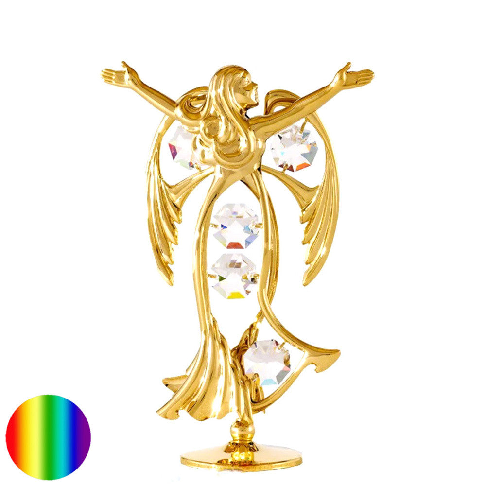 Engel Figur vergoldet und Swarovski Kristallen | 12 cm Hoch