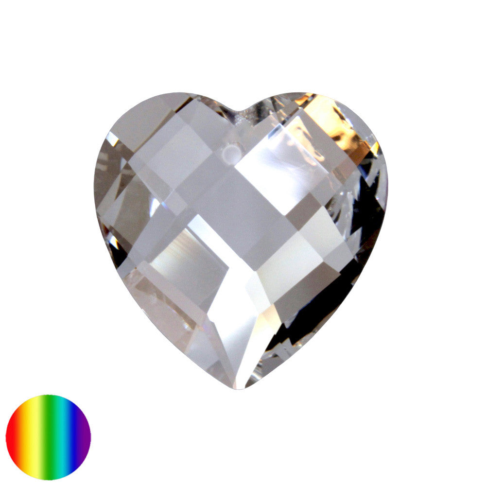 Regenbogen-Kristall - Herz Quadrat 28mm  | facettiert geschliffen