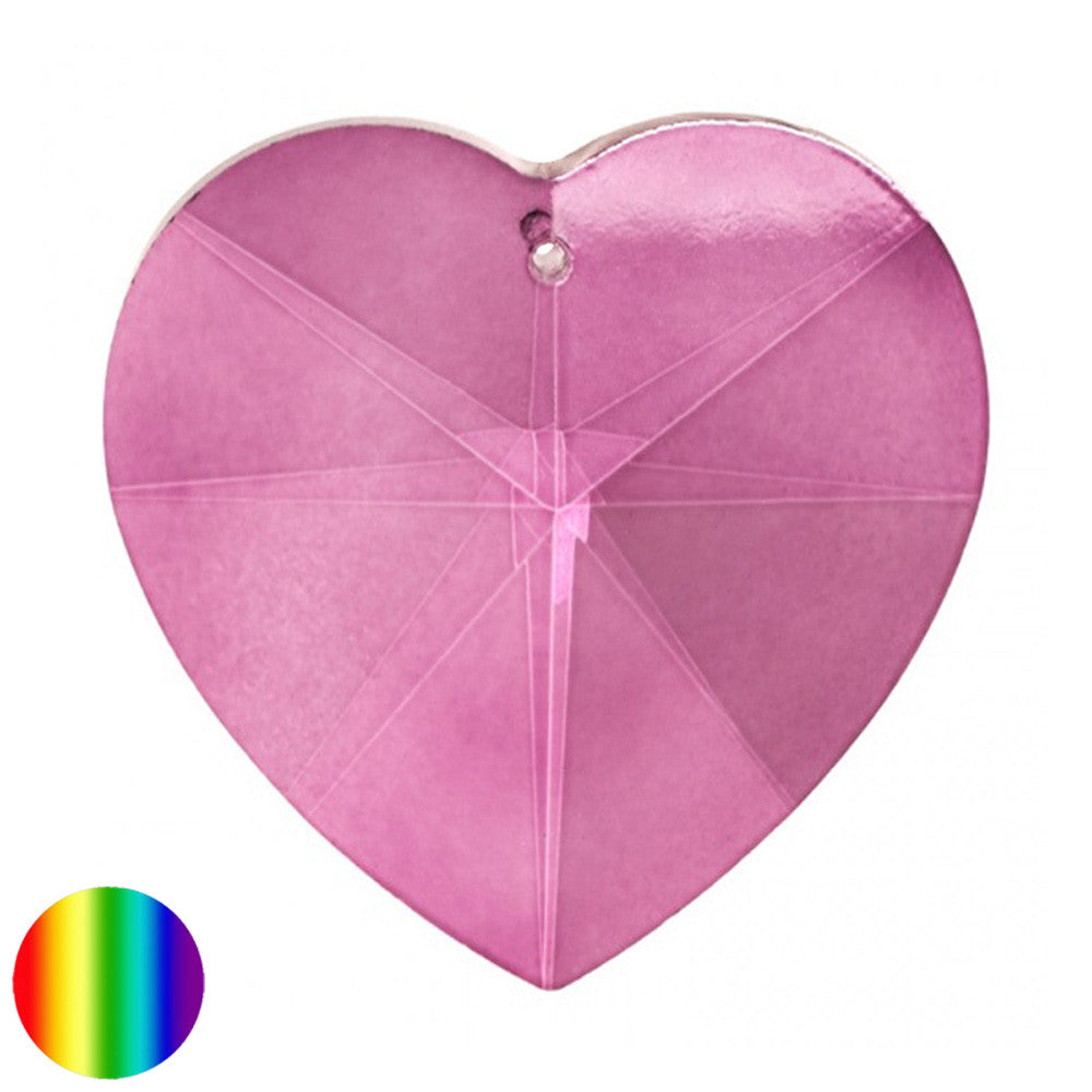 Regenbogen-Kristall - Herz pink 50mm | facettiert geschliffen