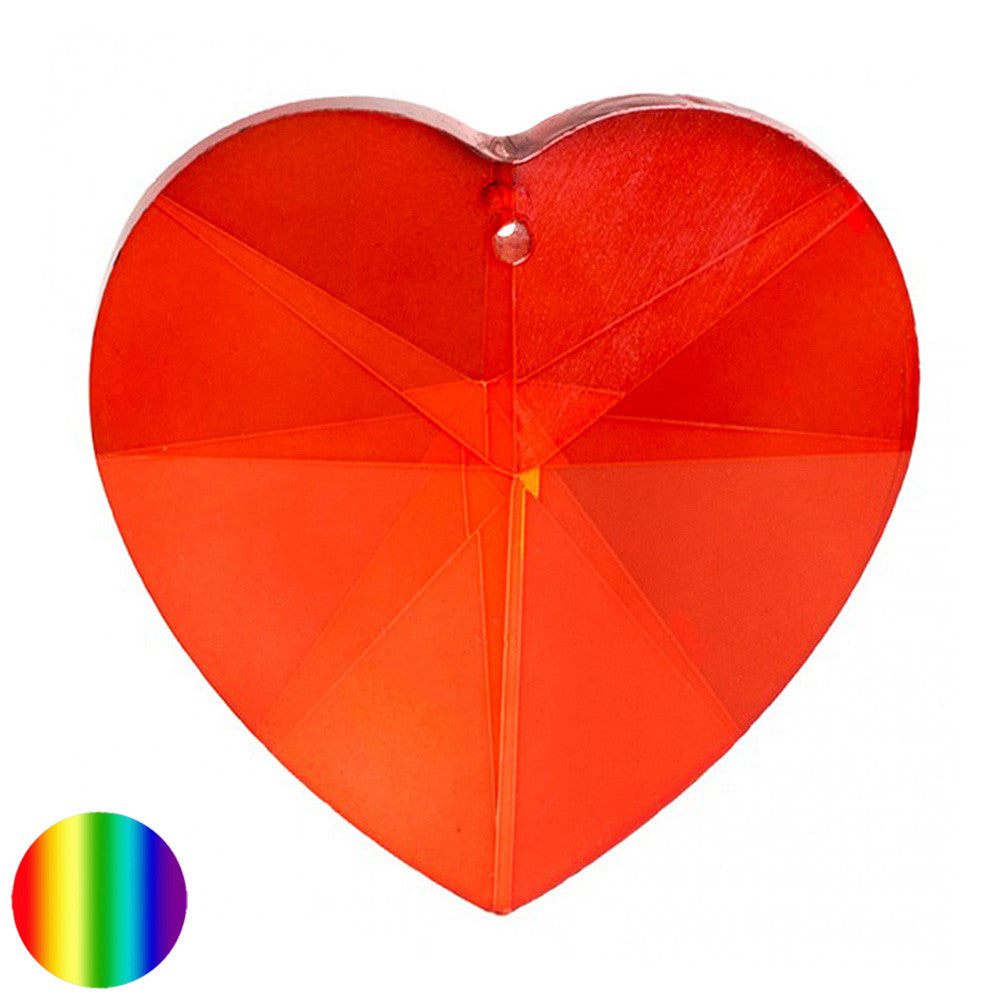Regenbogen-Kristall - Herz rot 50mm | facettiert geschliffen