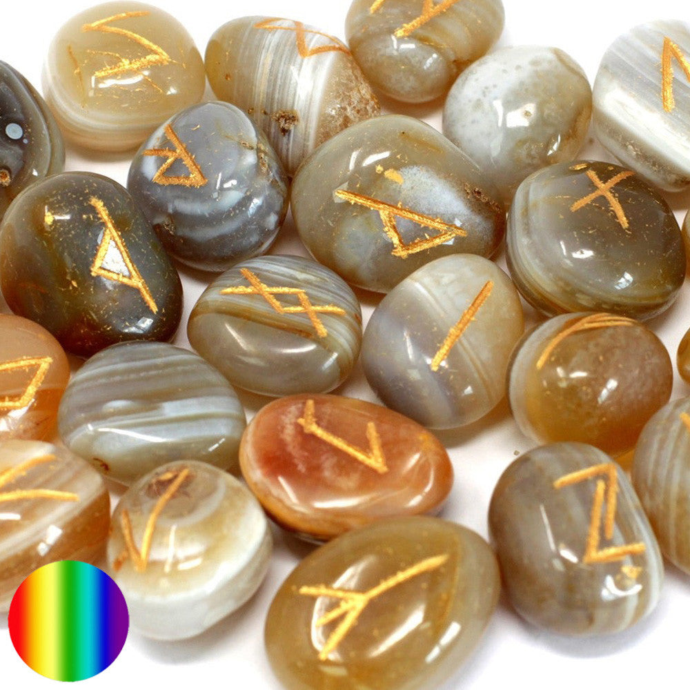 Gebändeter Achat - Runen | im Samtbeutel mit Beschreibung