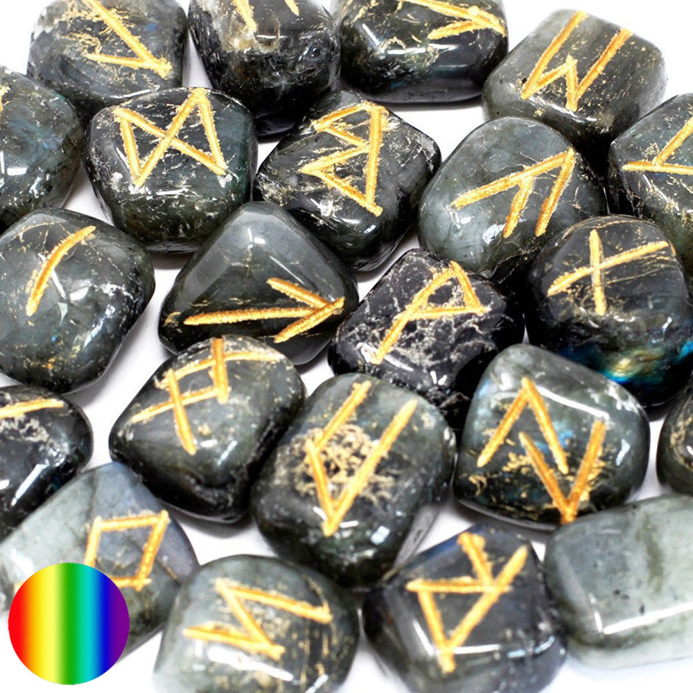Labradorit - Runen | im Samtbeutel mit Beschreibung