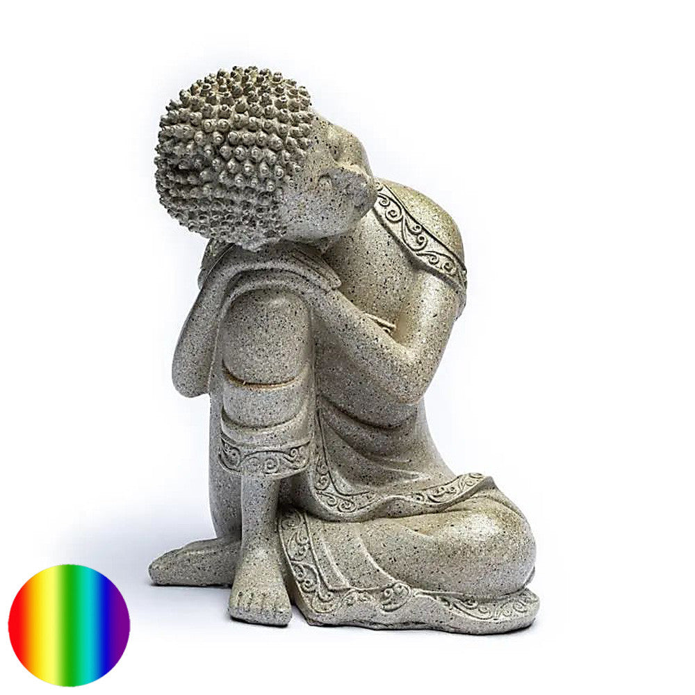 Ruhender Buddha steingrau 19cm | Polyresin
