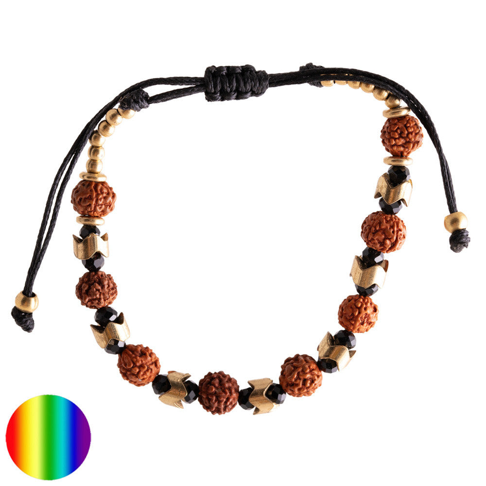 Armband mit Rudraksha - Ajala | kombiniert mit Glas und Messing