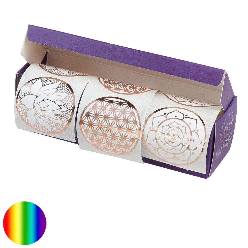 Yoga Sticker Lotus Om Lebensblume | rosegolden auf weissem Hintergrund