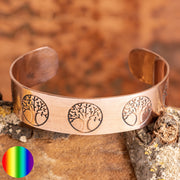 Kupfer-Armreif mit Yggdrasil | Breite 18mm und unten offen