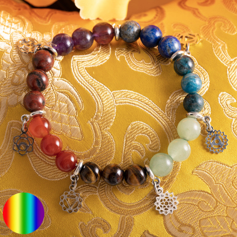 Armband mit Chakra Steinen und Charms | mit sieben Edelsteinen