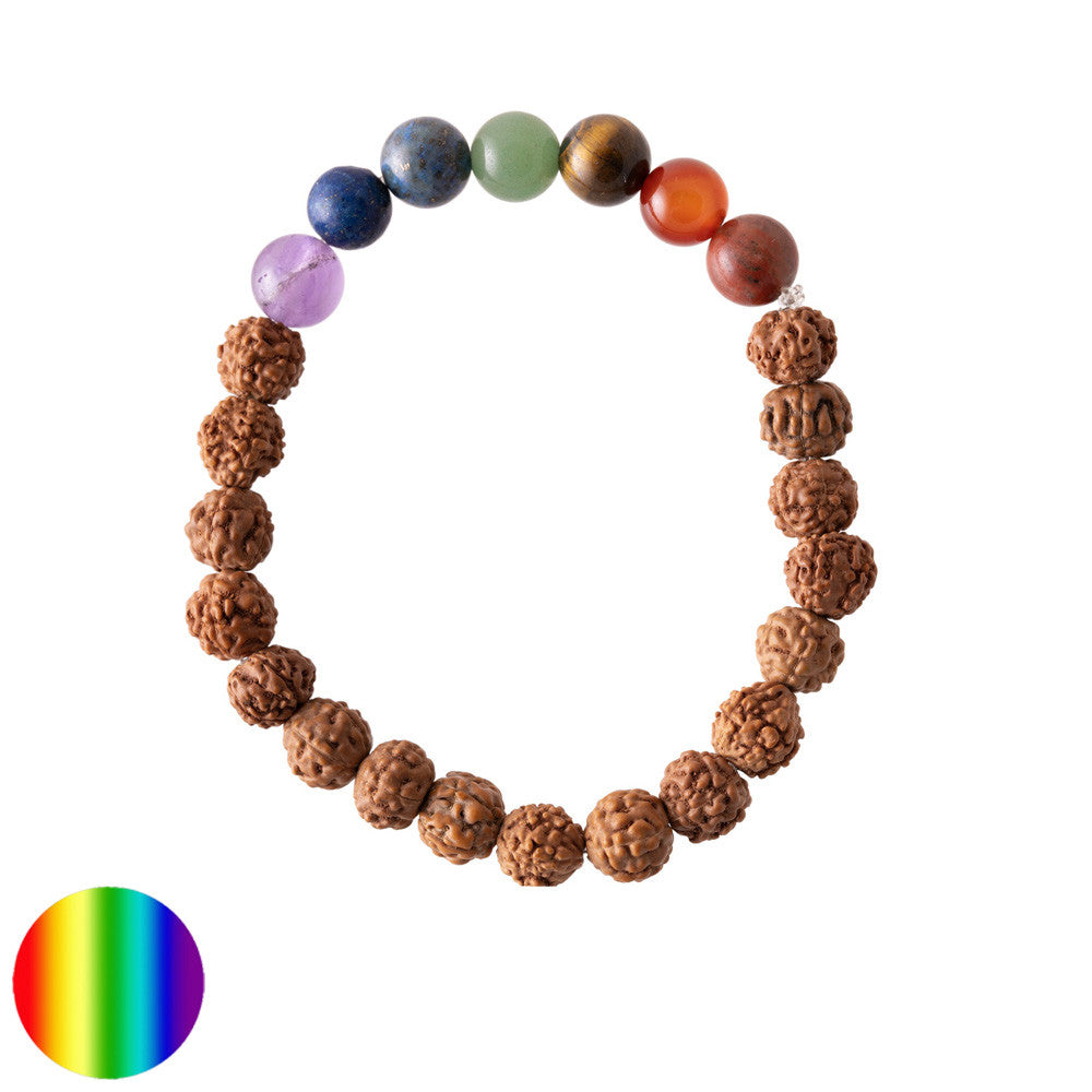 Armband Chakra - Rudraksha | mit sieben Edelsteinen