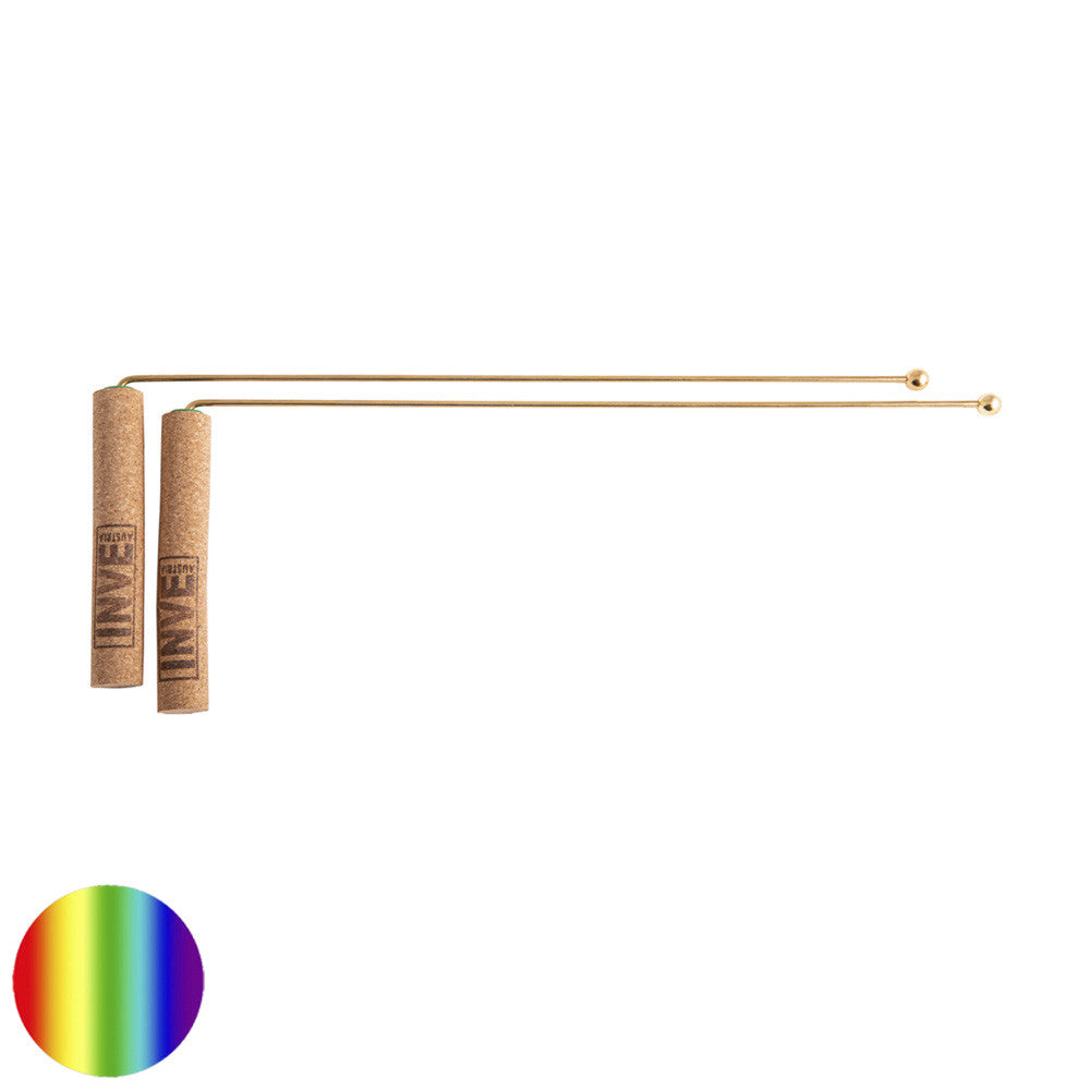 Wünschelrute mit Korkgriff | vergoldete Kugel