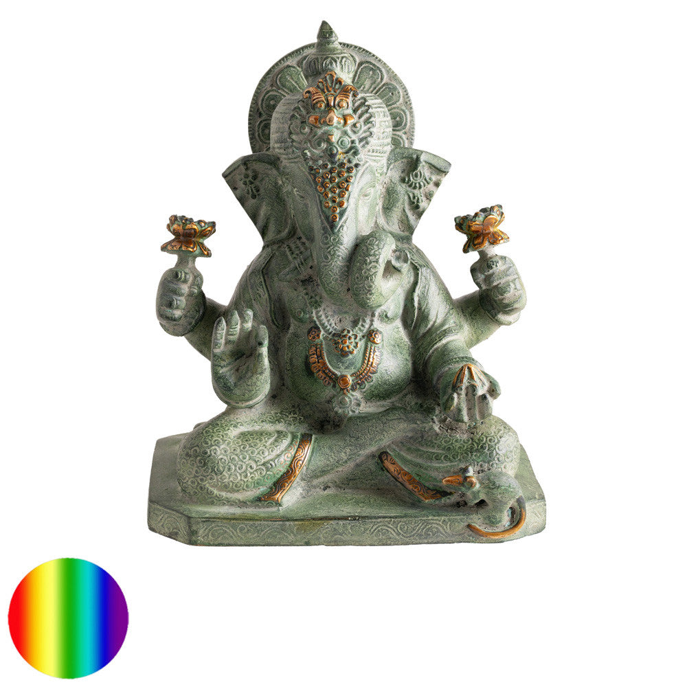 Ganesha - Messing - Grüner Sandstein | Symbol für Glück und Erfolg