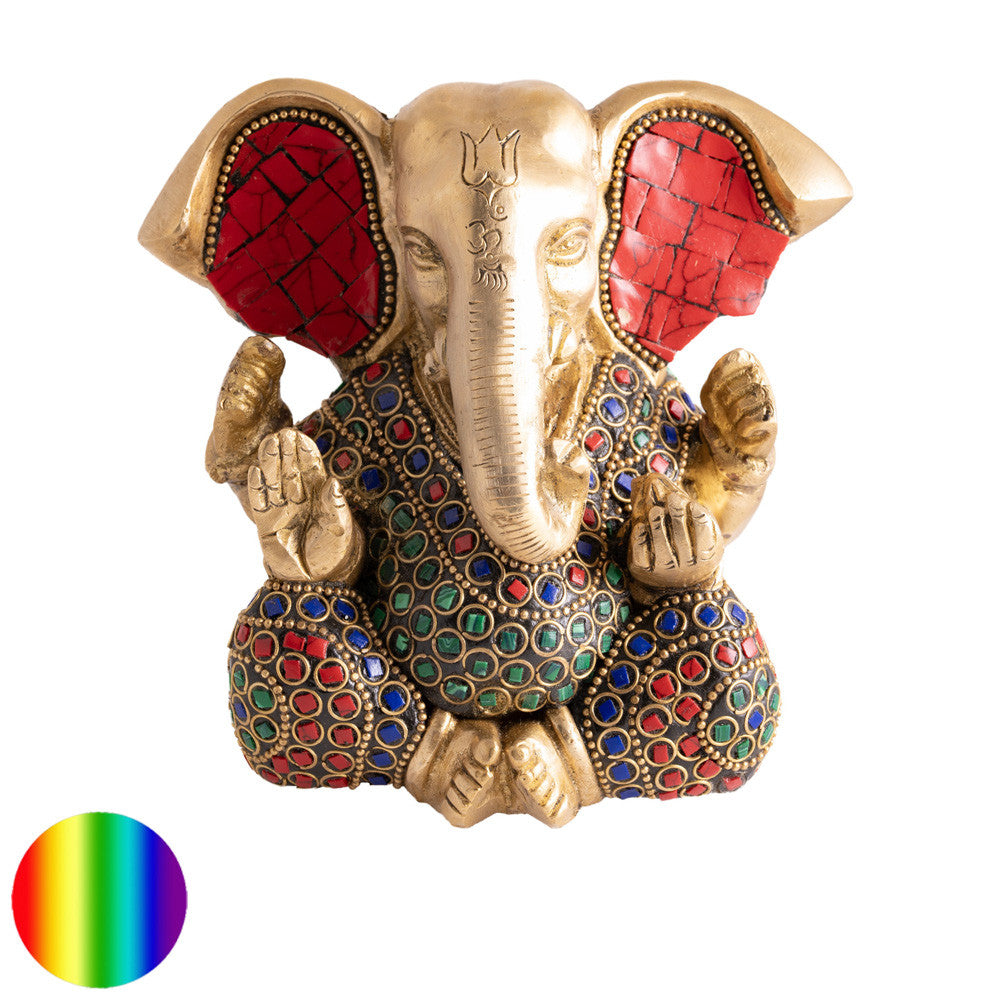 Ganesha mit Steinen - Messing Steinkunst | Symbol für Glück und Erfolg