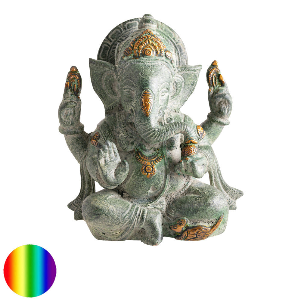Ganesha Messing Grüner Sandstein | Symbol für Glück und Erfolg