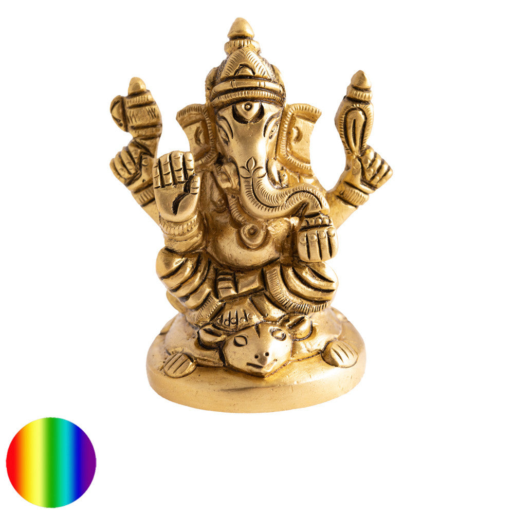 Ganesha mit Maus - Messing 63mm | Symbol für Glück und Erfolg