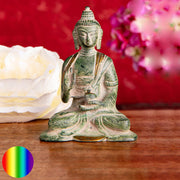 Statue Kanakamuni Buddha - Messing - Sandstein grün