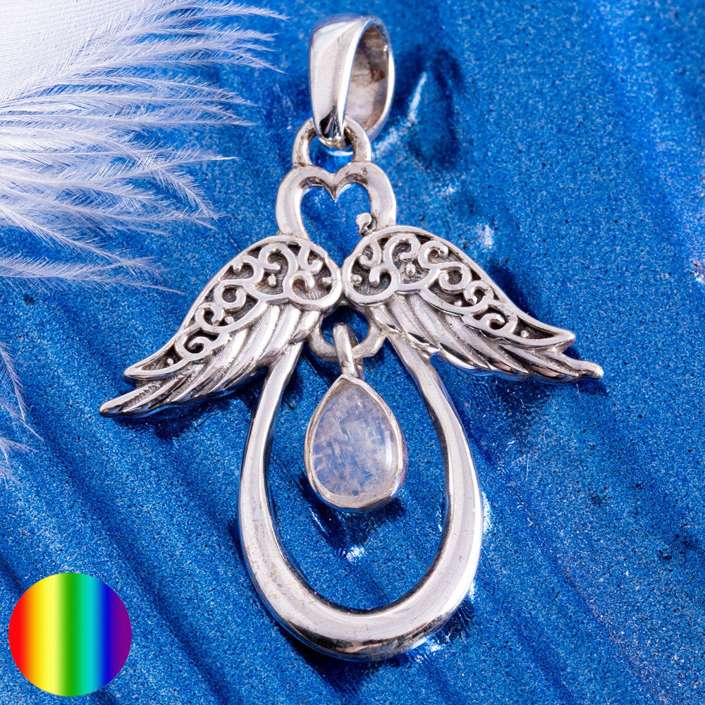 Anhänger - Herzengelchen mit Mondstein  | 925 Sterling Silber