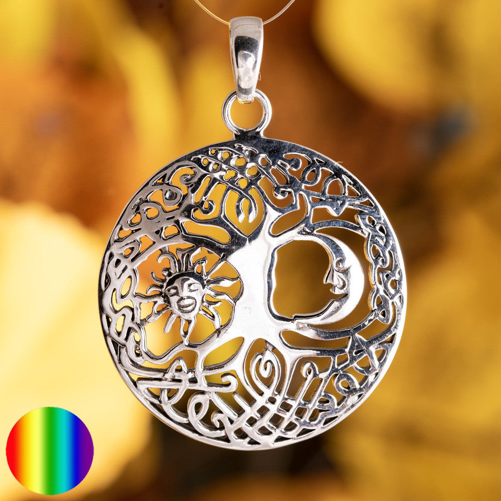 Anhänger - Baum des Lebens Sonne-Mond | 925 Sterling Silber