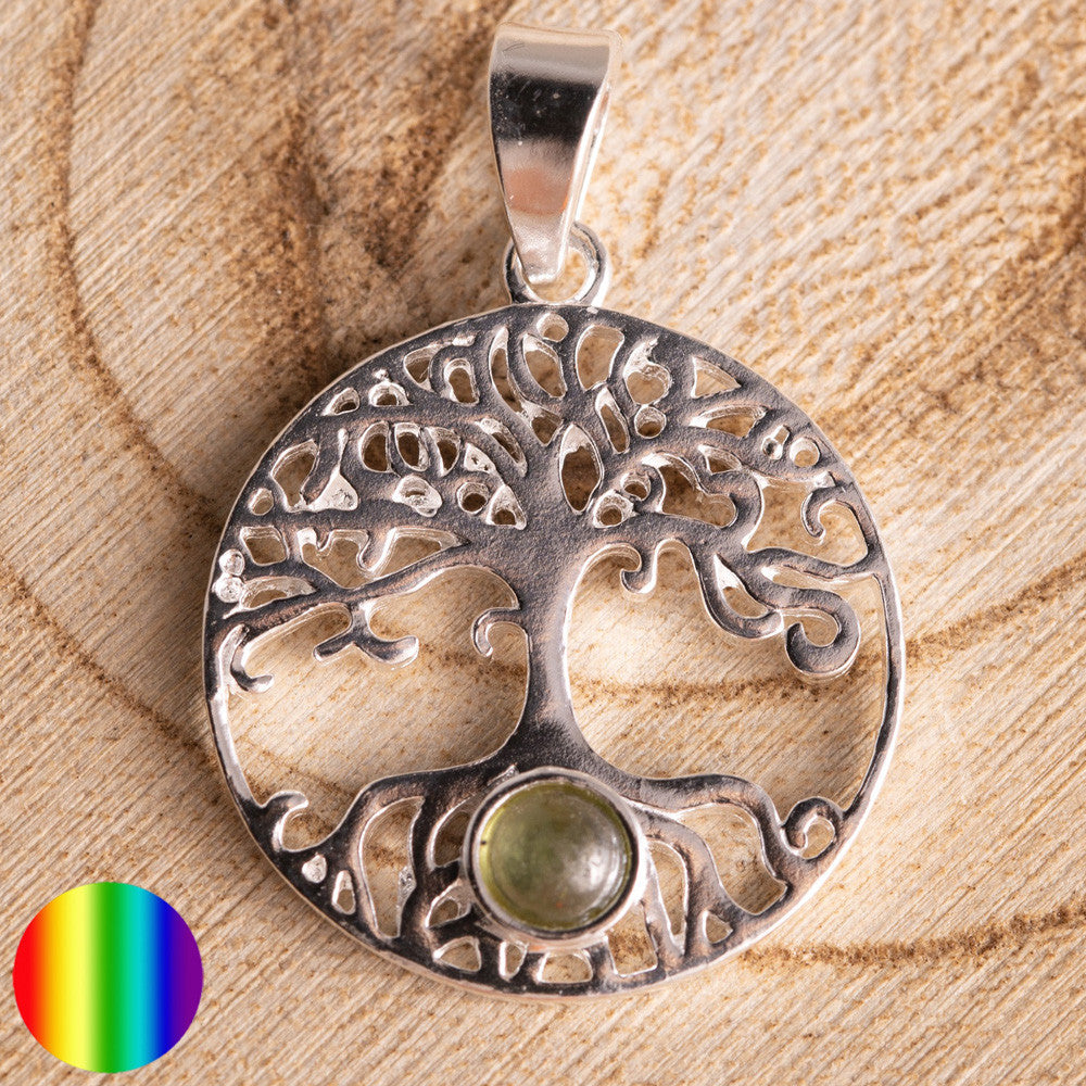 Anhänger - Baum des Lebens mit Peridot | 925 Sterling Silber
