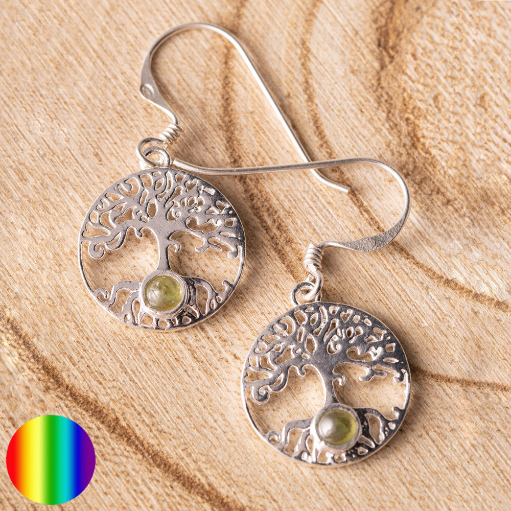 Anhänger - Baum des Lebens mit Peridot | 925 Sterling Silber