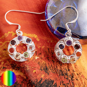 Ohrringe - Chakra Rad  in 925 Silber | mit sieben Edelsteinen