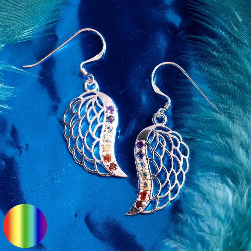 Ohrhänger - Engelsflügel Chakra | 925 Sterling Silber und Edelsteinen