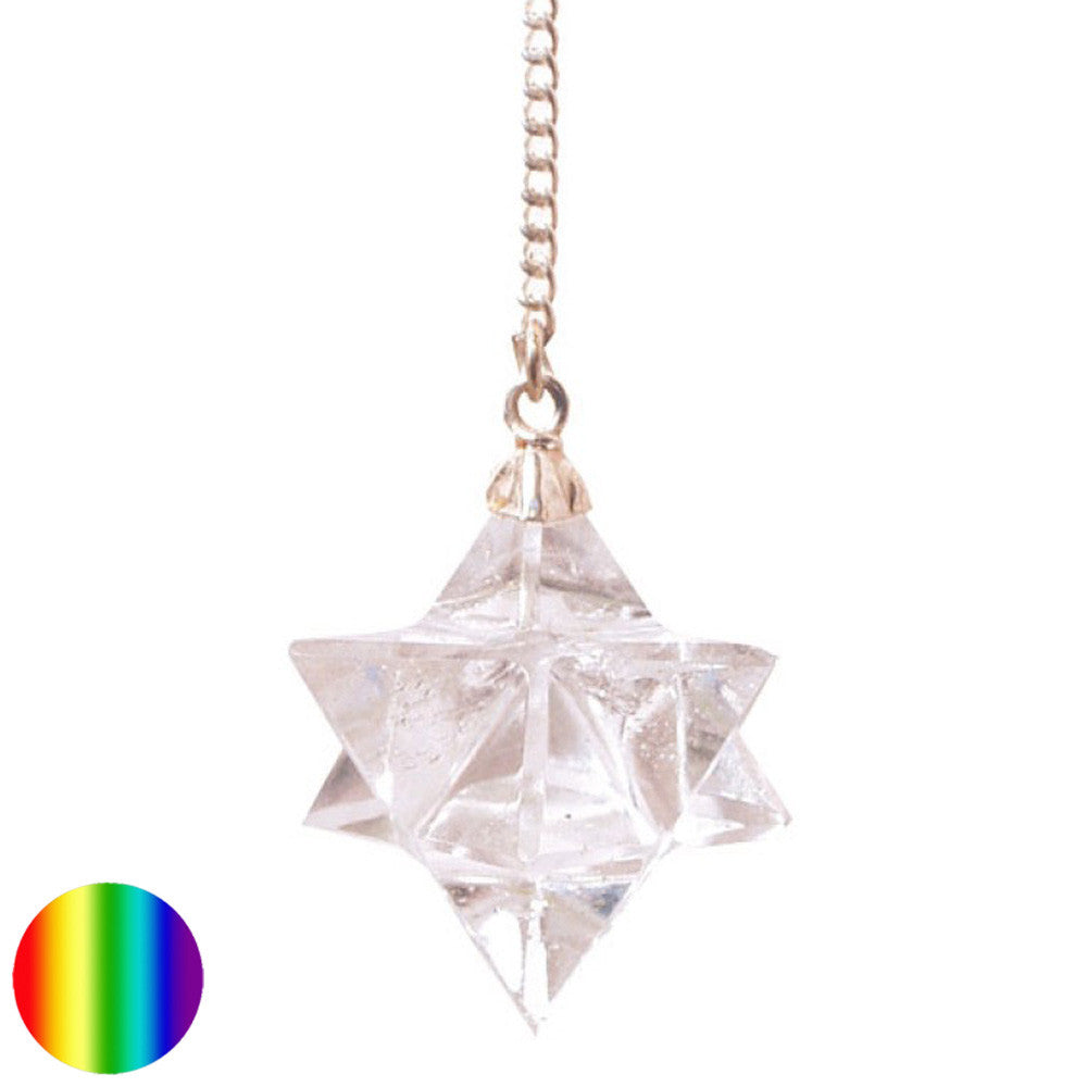Pendel Merkaba - Bergkristall| mit Metallkette und Kugel