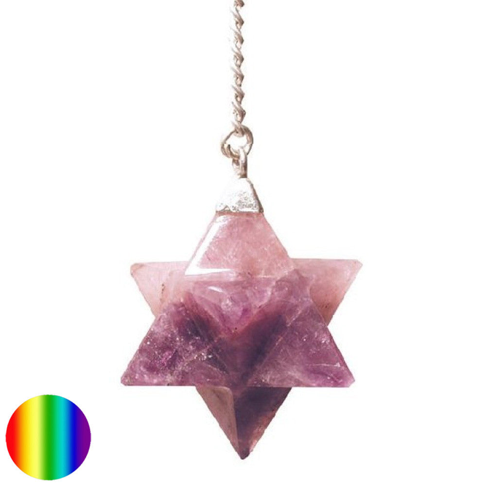 Pendel Merkaba - Amethystquarz | mit Metallkette und Kugel