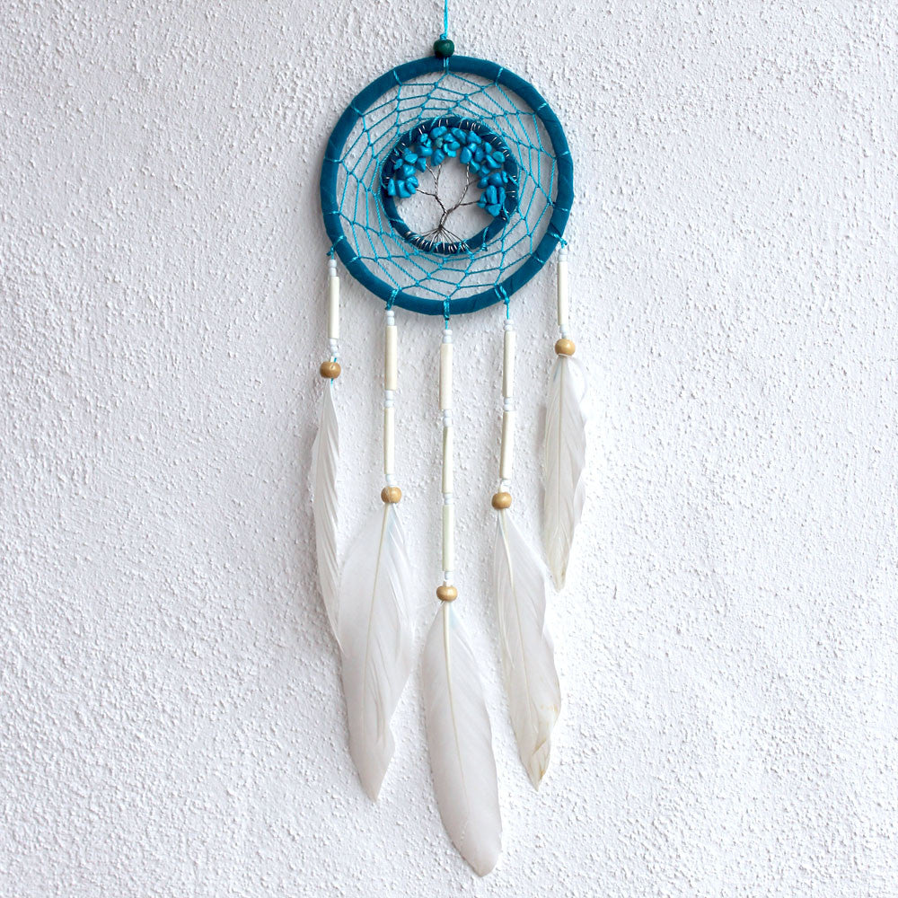 Traumfänger Lebensbaum klein türkis