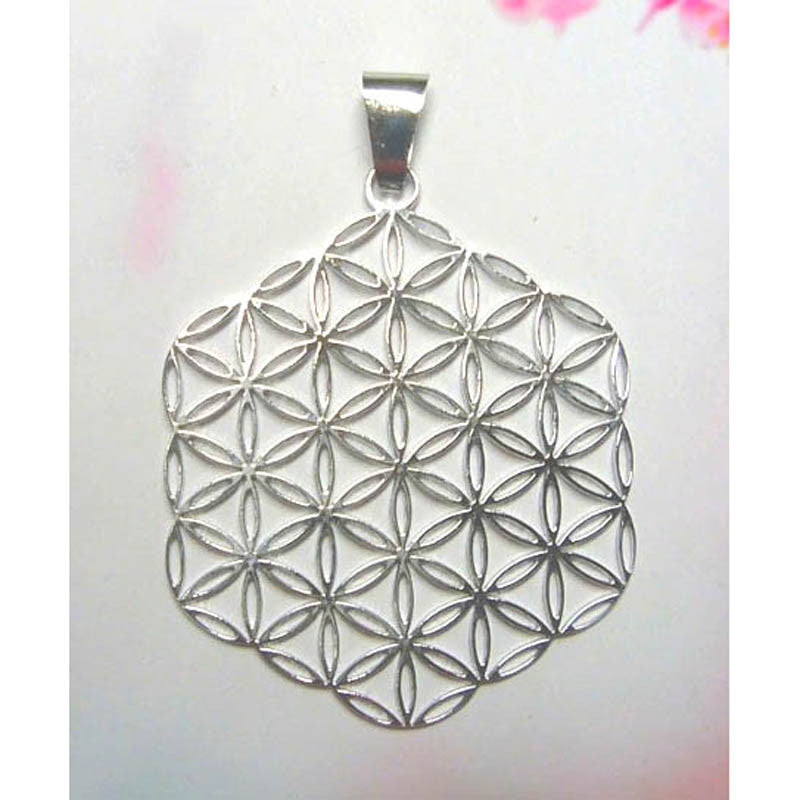 Edelstahl Anhänger - Blume des Lebens randlos 15mm