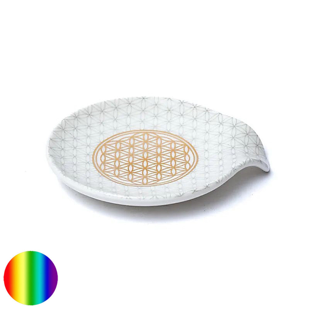 Tee-Beutel Ablage - Blume des Lebens | aus Porzellan