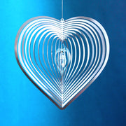 Windspiel Edelstahl - Spirale Herz | mit facettierter Kugel